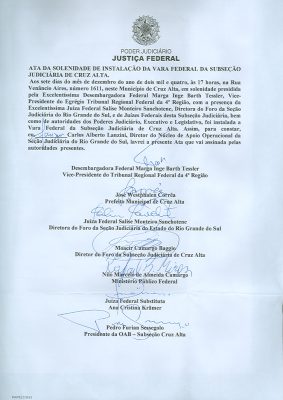 Ata de Instalação da Subseção de Cruz Alta 07.12.2004