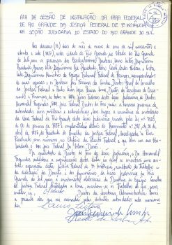 Ata da sessão de instalação da Justiça Federal em Rio Grande - 16/05/1987
