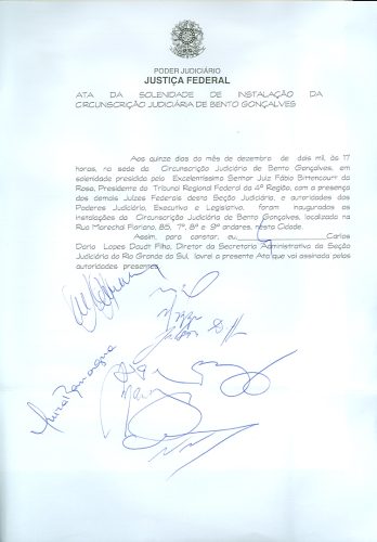 Ata de Instalação da Subseção de Bento Gonçalves